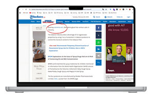 laptop screenshot of backlink on text